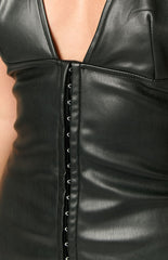 Sal Black Pu Mini Dress