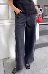 She'S Yours Black Wide Leg Boyfriend Jeans