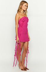 She'S The One Fuchsia Tassel Mini Dress