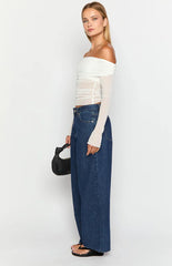 She'S Yours Dark Wash Denim Wide Leg Boyfriend Jeans