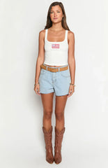 Suzie White Usa Embroidered Tank Top