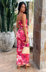 When In Rome Pink Print Mesh Maxi Skirt
