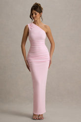 Dalarie | Pink One-Shoulder Gathered Maxi Dress