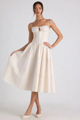 Lace-Trim Pintucked Poplin Midaxi Dress In Ivory