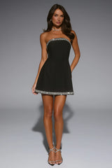 Well Dressed Tonight Embellished Strapless Mini Dress Black