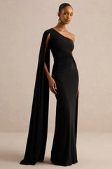 Romi | Black One Shoulder Twist Design Maxi Dress