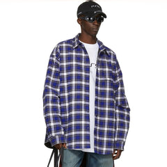 Men's Spring/Fall Fashion Casual Collared Single Breasted Checkered Wool Blend Cotton Shirt Jacket #79572