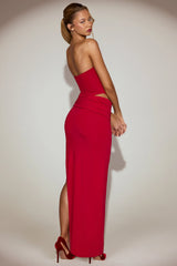 Soft-Jersey Bandeau Cut-Out Maxi Dress In True Red
