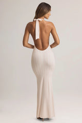 Modal Halterneck Maxi Dress In Stripe Print