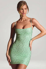 Embellished Bodycon Mini Dress In Matcha