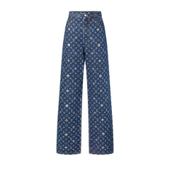 LOUIS VUITTON Monogram Embroidered Denim Overshirt and Skate Pants #387306