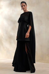 Muriel | Lemon Boat-Neck Volume-Hem Midi Dress