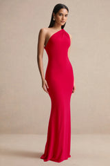 Ottilie | Red Asymmetric-Neck Maxi Dress