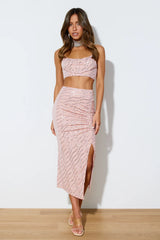 Like A Genie Midi Skirt Blush Shimmer