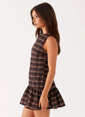 Arizona Mini Dress - Brown Black Check
