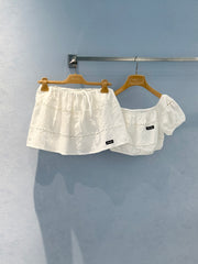 MiuMiu Triangle Cotton Hollow Skirt #386415
