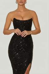 Embellished Corset Gown In Black