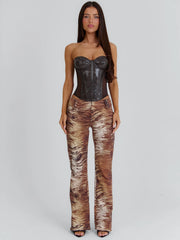 Ellise Corset Top Brown