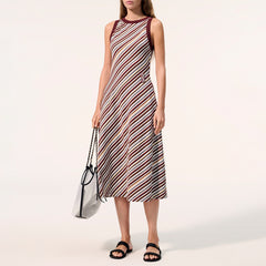 CHANEL Long Dress Cotton Brown White Black #386328