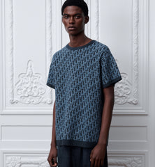 DIOR Dioriviera Dior Oblique T-Shirt Regular Fit Blue Cotton-Blend Knit #384381