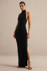 Arlise | Black Halter-Neck Maxi Dress