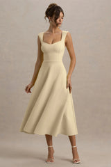 Andromeda | Lemon Sweetheart-Neck Midi Dress