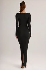 Modal Square-Neck Bodycon Maxi Dress In Black