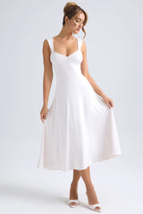 Sweetheart-Neck Ruched Midaxi Dress In Ivory