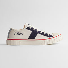 DIOR Dior Hooper Low-Top Sneaker Beige and Blue Dior Oblique Jacquard and Black Suede Calfskin #393809