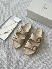 Brunello Cucinelli Suede slides with buckles for Man in Hazelnut #377264