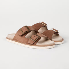 Brunello Cucinelli Suede slides with buckles for Man in Hazelnut #377264
