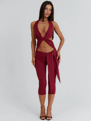 Eugenia Capri Jumpsuit Burgundy
