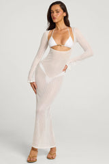 Open-Front Maxi Dress In White