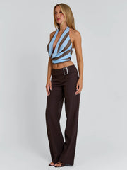 Elysa Pant Brown Pinstripe