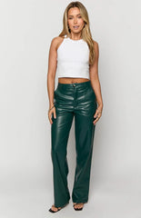 Cool Shade Forest Green Pu Pants