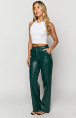 Cool Shade Forest Green Pu Pants