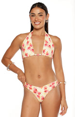 Coraya Yellow And Pink Floral Print Wrap Bikini Bottoms