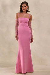 Zavira | Pink Square-Neck Maxi Dress