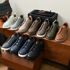 Zegna Top-quality Version Deerskin Triple Stitch™ Sneakers #395153