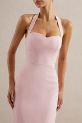 Heloira | Light Pink Sweetheart-Neck Maxi Dress