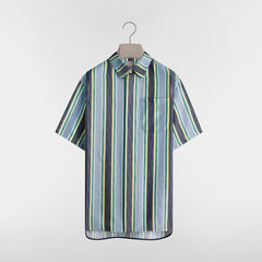 DIOR Dioriviera Dior Oblique Sun Stripes Short Sleeved Shirt and Shorts Blue and Green Cotton-Silk Jacquard #387355