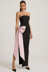 Strapless Bow-Detail Maxi Dress In Black