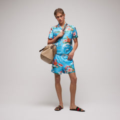Gucci Printed Polyester Poplin Swim Shorts and Shirt in Multicolor #386769
