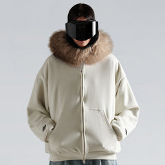 Balenciaga Fluffy Hoodie Washed Black Zipper Hooded Sweatshirt #333184