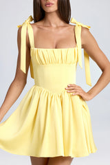 Draped Corset Mini Dress In Daffodil