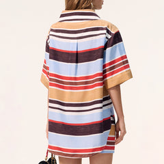 CHANEL Top Silk Blue Red Brown Beige White #387007
