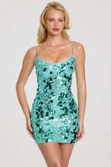 Embellished Mini Dress In Seafoam Green