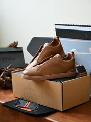 Zegna Top-quality Version Deerskin Triple Stitch™ Sneakers #395153