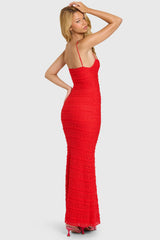 Lace Maxi Dress In Cherry