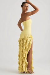 Ruffle-Trim Strapless Gown In Daffodil